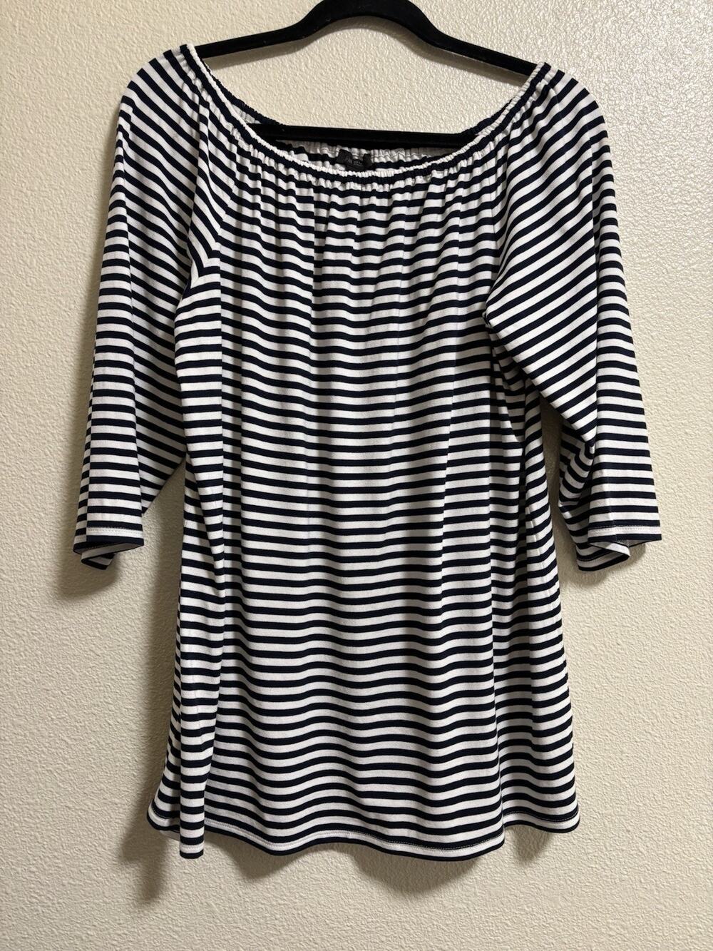 J. Jill Wearever Women's Size M Off The Shoulder Striped Top Coastal Nautical